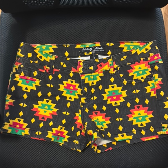 Celebrity Pink Pants - Celebrity Pink Black Aztec Print Jean Shorts